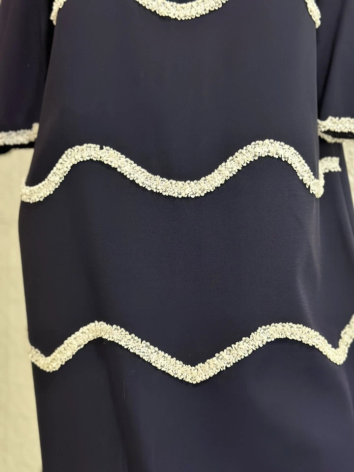 1960s Navy Blue Mod Midi Dress vintage-lace-handmade-coquette-S/M-Holiday-Party - Image 3 of 4