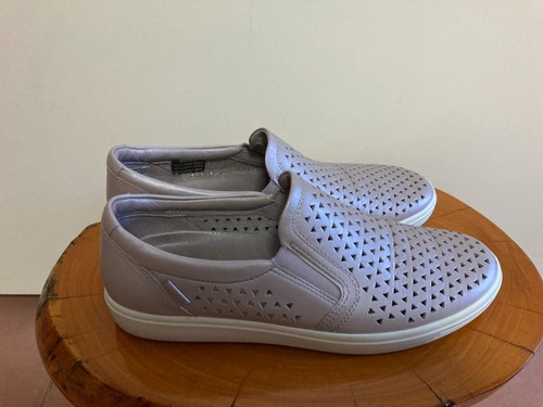 ECCO Soft Laser Cut Leather Casual Slip On Sneakers Flats EU41-AU-US10-UK7.5 - Picture 3 of 14