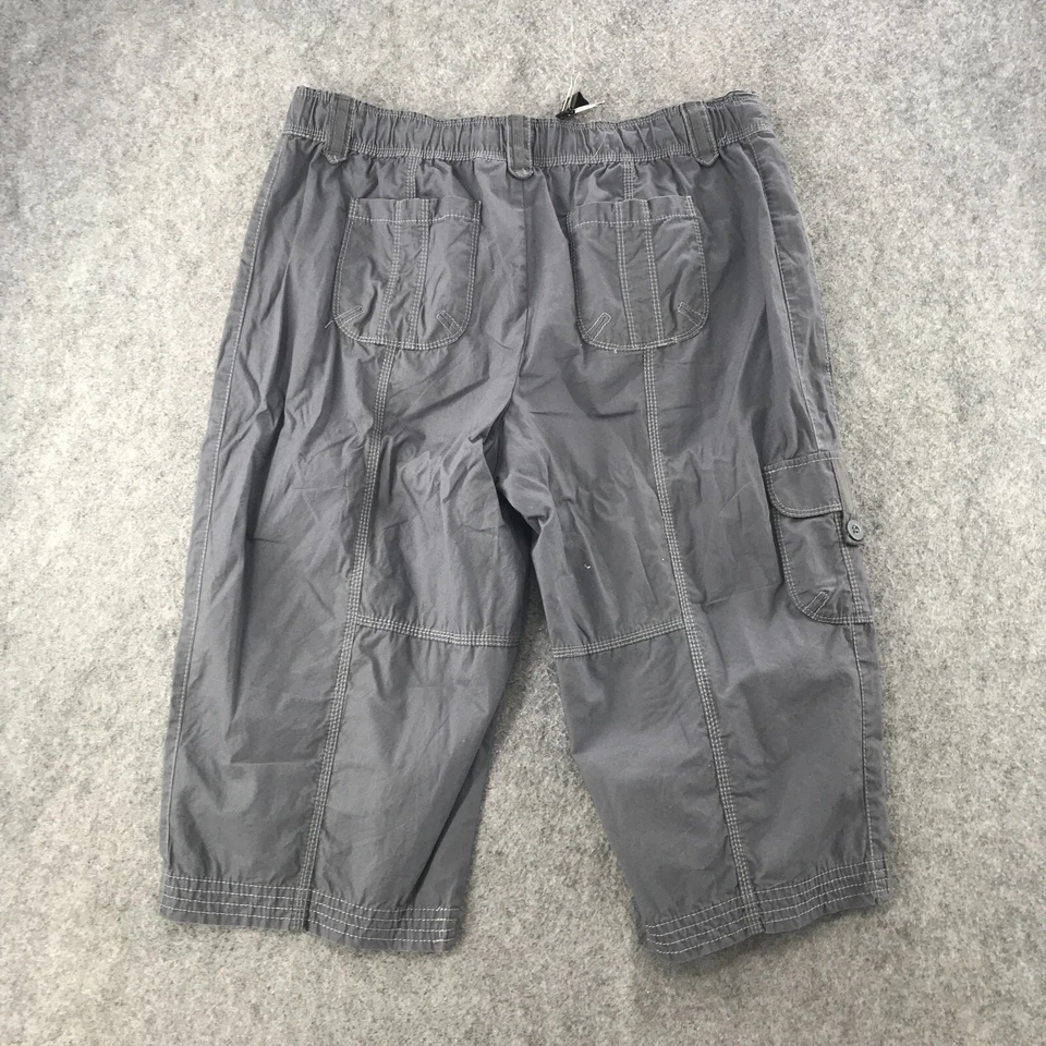 SJB Active Pants Womens Size PL Gray Capri Cargo Hiking Drawstring Waistband - Image 2 of 4
