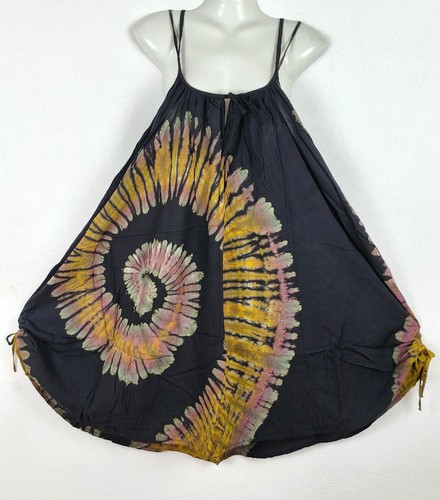 Ladies Tie Dye Double Straps Dress Spiral Sundress Bohemian Peasant Plus Size DB - Picture 30 of 149