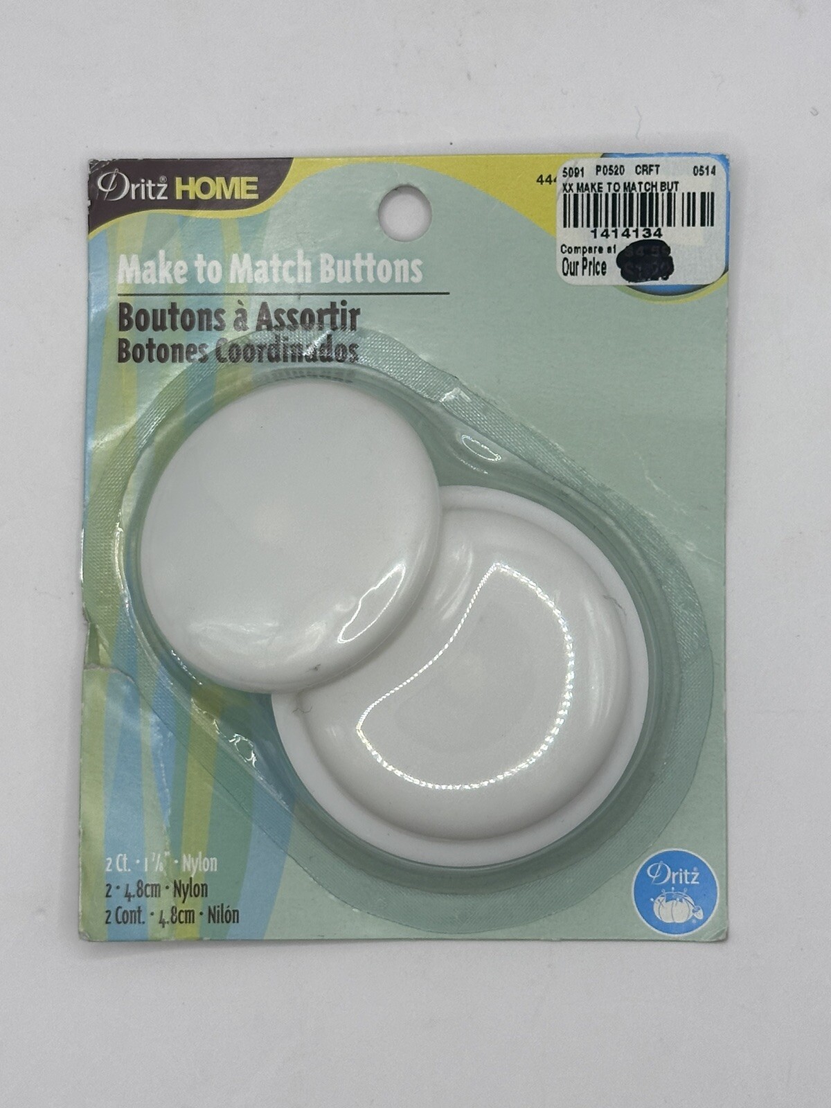 NEW UNOPENED Ortiz Home Make To Match Buttons 2 count 1-7/8" Nylon | eBay