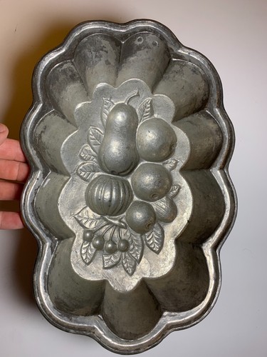 Antique Victorian Heavy Guage Thick Copper BUNDT Cake Pan FRUIT FRUITS Pears - Picture 14 of 22