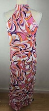 NWT! EXPRESS Size XS Women's Disco Swirl Sleeveless Dress Halter High Collar Lon