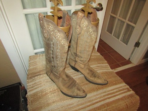 Ariat Floral Brown Leather 14029 Western Cowgirl Cowboy Boots Women’s Sz 10 B
