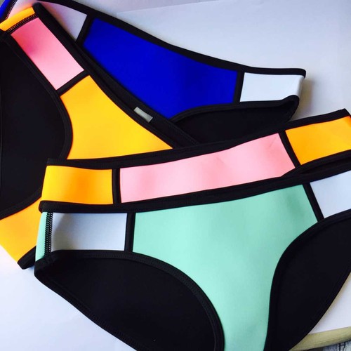 Womens Neoprene Bikini Set Colorblock Wet Suit Swimwear Bathing Suit 2-Pieces - Picture 12 of 34