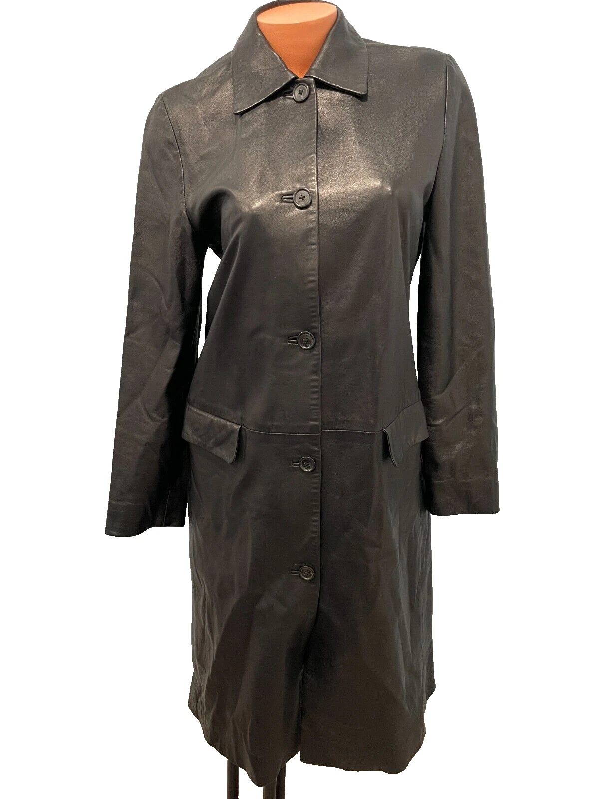 GIACCA CAPPOTTO LUNGO BERGDORF GOODMAN MICHAEL KORS TAGLIA 6 VINTAGE VERA PELLE