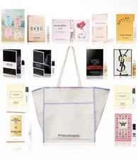 13 x Women’s Perfume Collection- Sample Spray Vials- Lancome, YSL…Macys Bag/tote