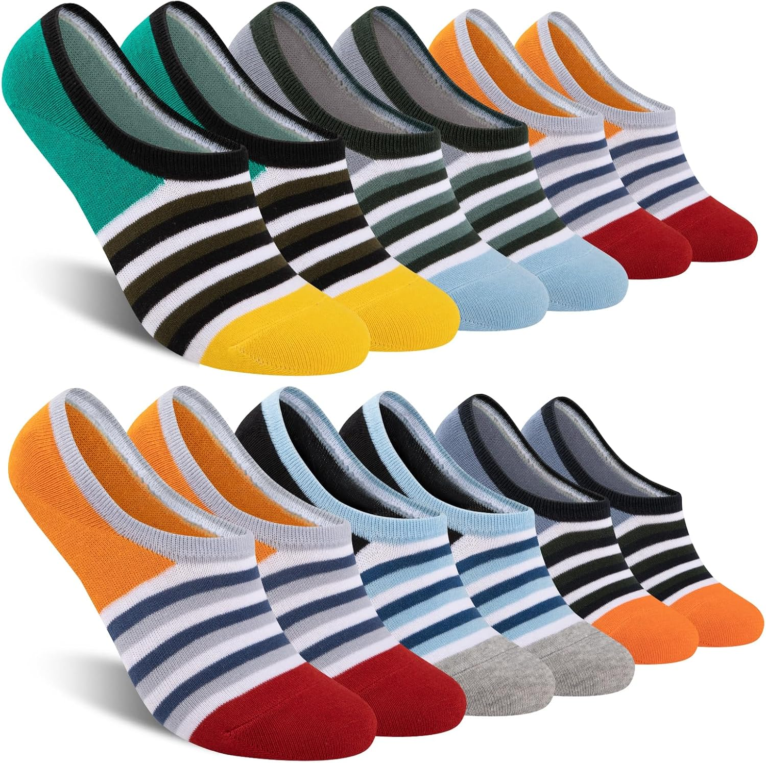 Men's Low-Cut No-Show Cotton Socks Non-Slip Invisible Casual-image