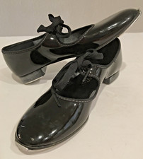 TAP Dance Mates Girls Size 1.5 M Black Patent Leather Dance Shoes Vintage