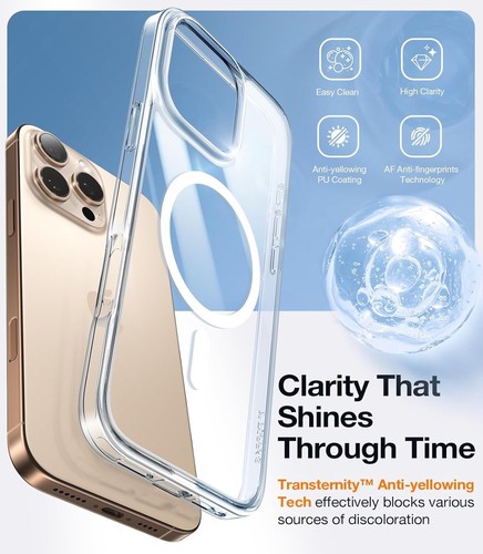 TORRAS Stronger Magnetic & Shockproof iPhone 16 Pro Case, Clear, Military Grade - Photo 4 sur 9