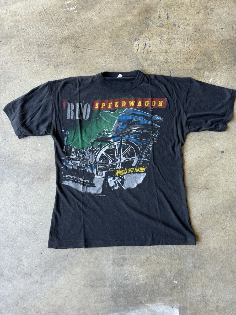 Vintage 1984 REO Speedwagon Wheels Are Turnin' Tour T-Shirt Size M