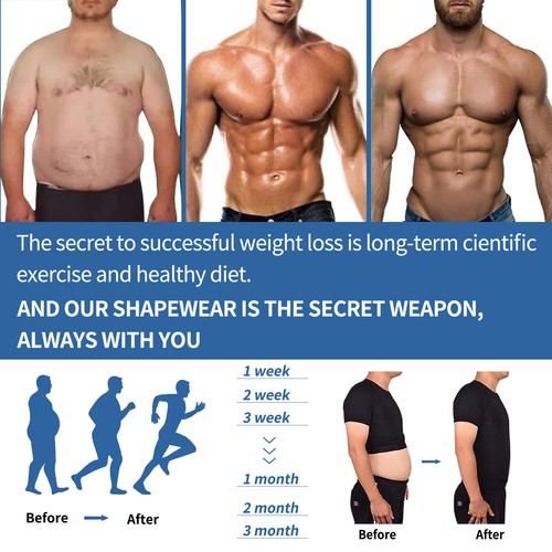 2/1PCS Mens Body Shaper Slimming Tummy Vest Compression Shirt Tank Top Shapewear - Picture 7 of 33