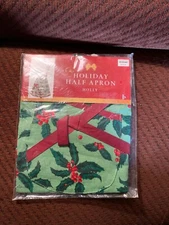 NIP-Half Apron-HOLLY-Bed Bath & Beyond-Home Holiday-Christmas Holiday Cooking