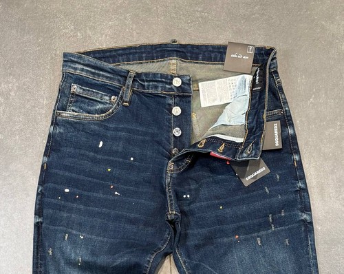 New DSQ2 Cool Guy Jean Men's Stretchy Washed Ripped Slim Fit Blue Jeans - Picture 3 of 4