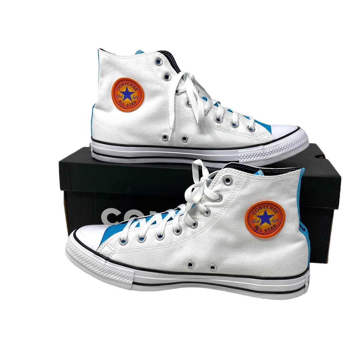 Converse Chuck Taylor High Top White Canvas Men Sneakers Custom  172514C-WHT/BLU - Main Image