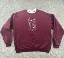 Vtg 90s Streetwear Womens XL Distressed Heart Bird Crewneck Sweatshirt