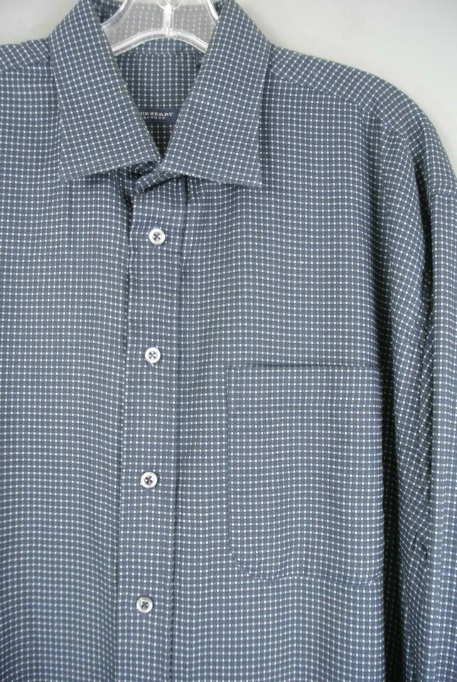 Camisa de vestir Burberry London para hombre con botones XL azul manga larga diseñador *123 Foto 2 de 4