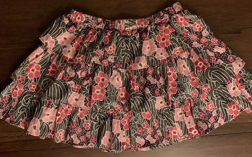 Girls Fleur Skirt Floral Fully Lined Size 6/7 Gray Pink