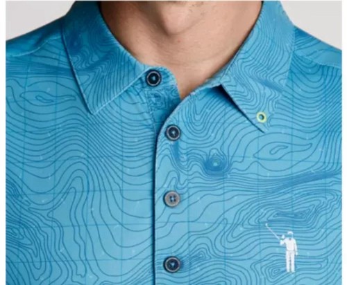William Murray Mens Small Polo Shirt Reading GREENS Performance Aqua Water Golf - Picture 3 of 4
