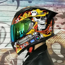 Double Lens Bluetooth Motorcycle Intercom Helmet With Wireless Bluetooth Headset