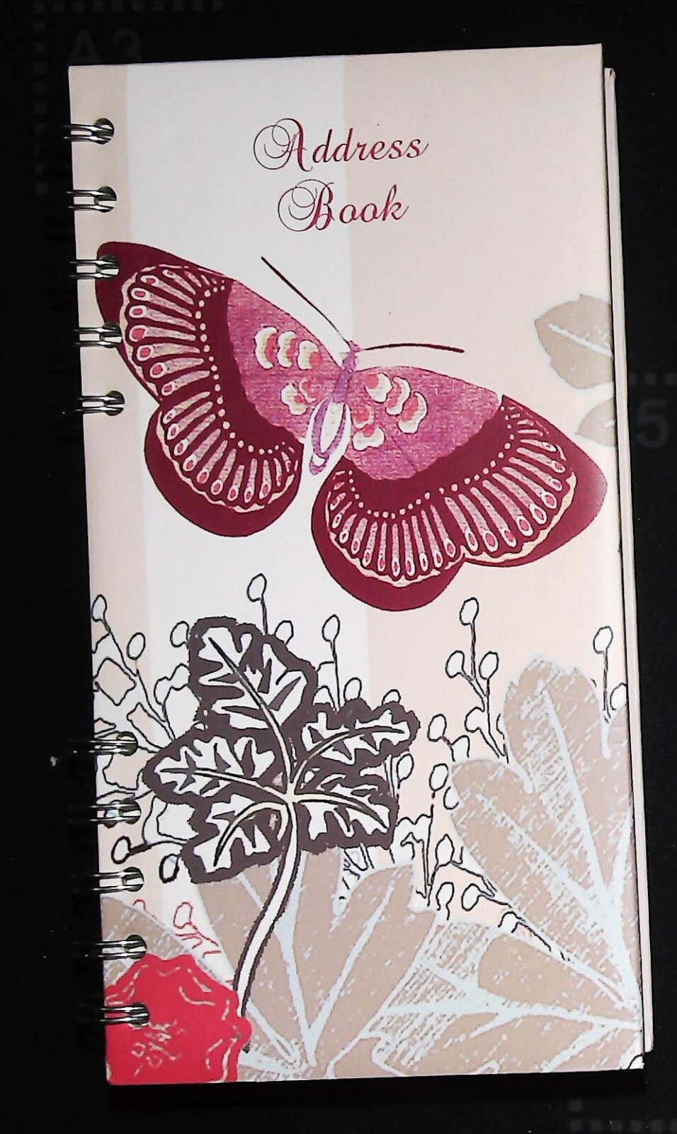 Butterfly Address Book Laura Darrington Pocket Size Spiral Bound Cream Paper