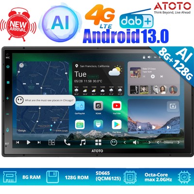 ATOTO XI0 7'' 8G+128G Android 13 DAB+ Autoradio GPS NAVI 4G LTE DAB HDMI-Eingang
