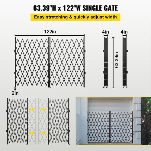 Double Folding Security Gate Folding Door Gate 5.1' H x 10.2' W Scissor Gate - Picture 3 of 13