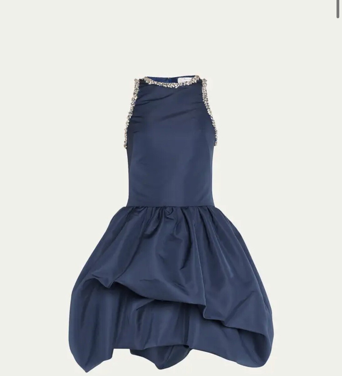 sachin and babi light blue dress New 2023 Oscar De La Renta Blue Crystal Embellished Bubble Mini Dress 12