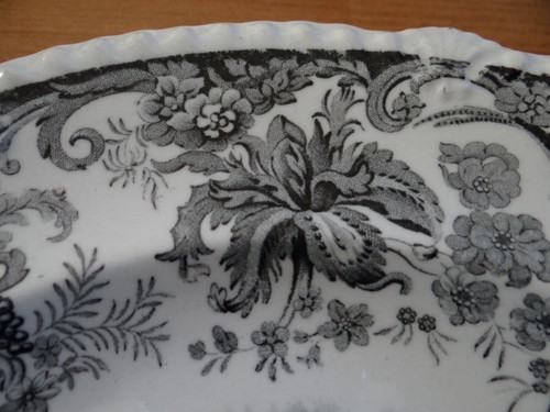 Utensilios de transferencia antiguos paisajes de parque chino de Londres plato de cena pájaros y flores - Imagen 6 de 16