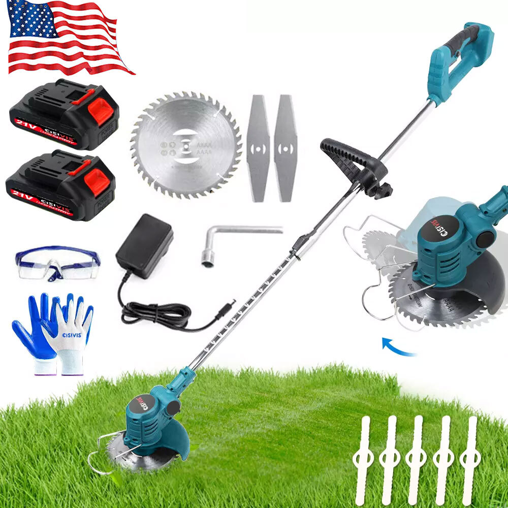 21V Cordless Weed Eater Electric Brush Cutter Lawn Edger Grass String Trimmer