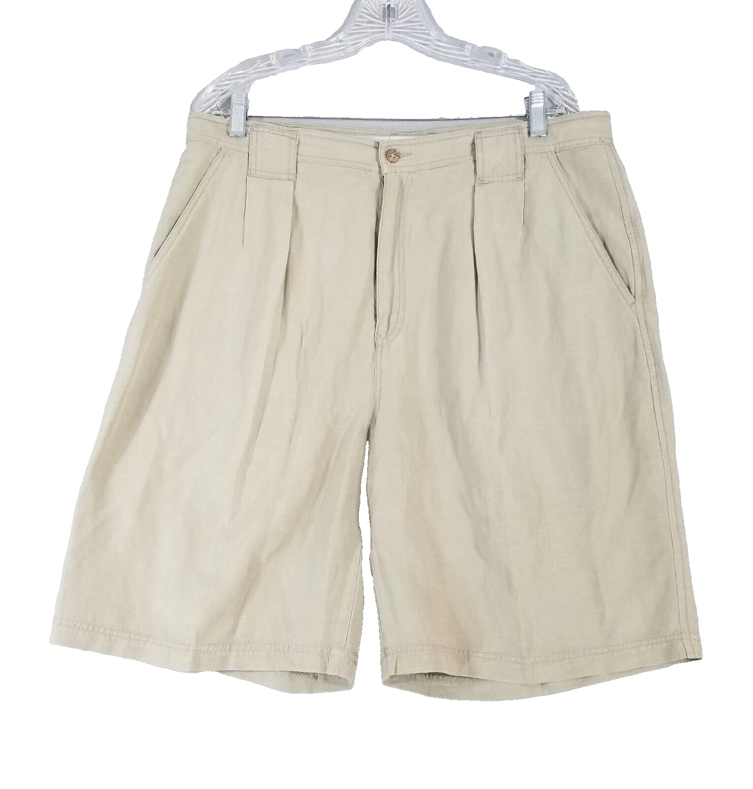Tommy Bahama shorts men's 36x8 beige silk linen luxury tropical outdoor