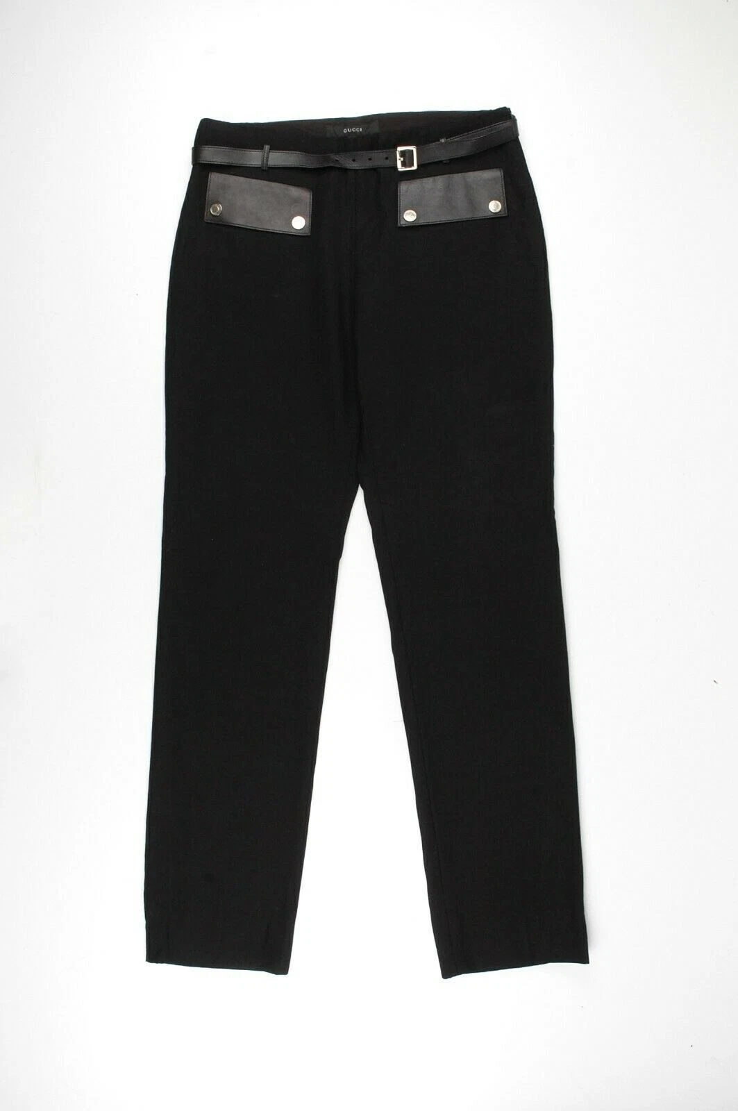Pantalon femme original Gucci en laine avec ceinture pantalon noir taille 40 (W29)