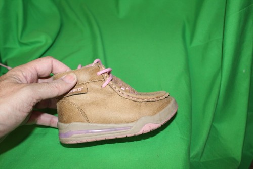 M&F western kids "twister" boots girls size 7 tan and pink leather light boot - Picture 14 of 17