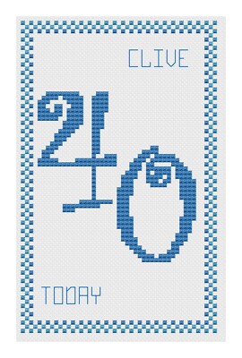 40th Birthday Blue Cross Stitch Card Kit or Pattern - by Florashell