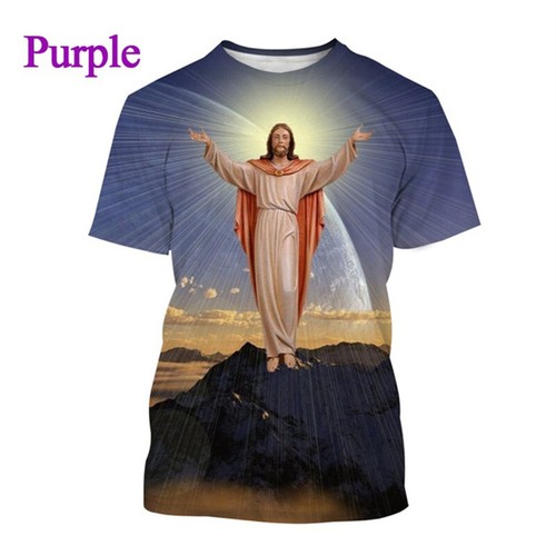 Herren Damen Sommer 3D Druck Jesus Liebe jeden Christen Kurzarm T-Shirt Tops - Bild 8 von 16