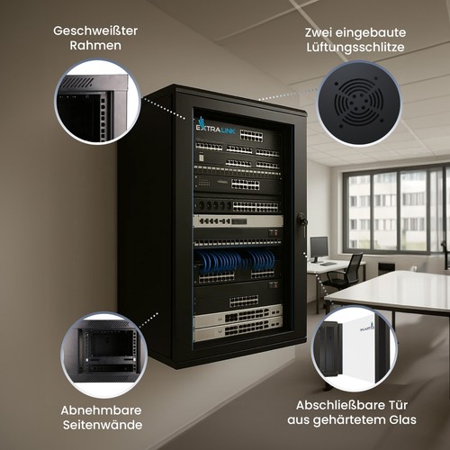 19" Netzwerkschrank Serverschrank Wandgehäuse 12U 12HE 600x600 Server Rack - Bild 5 von 7