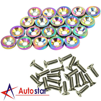 #ad 20 pcs Neo Chrome JDMSPEED Aluminum Fender Washer Engine Bay Dress Up Kit $10.86