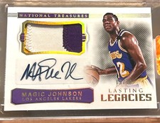 2017-18 National Treasures Magic Johnson #09 /10 Lasting Legacies Gold Auto