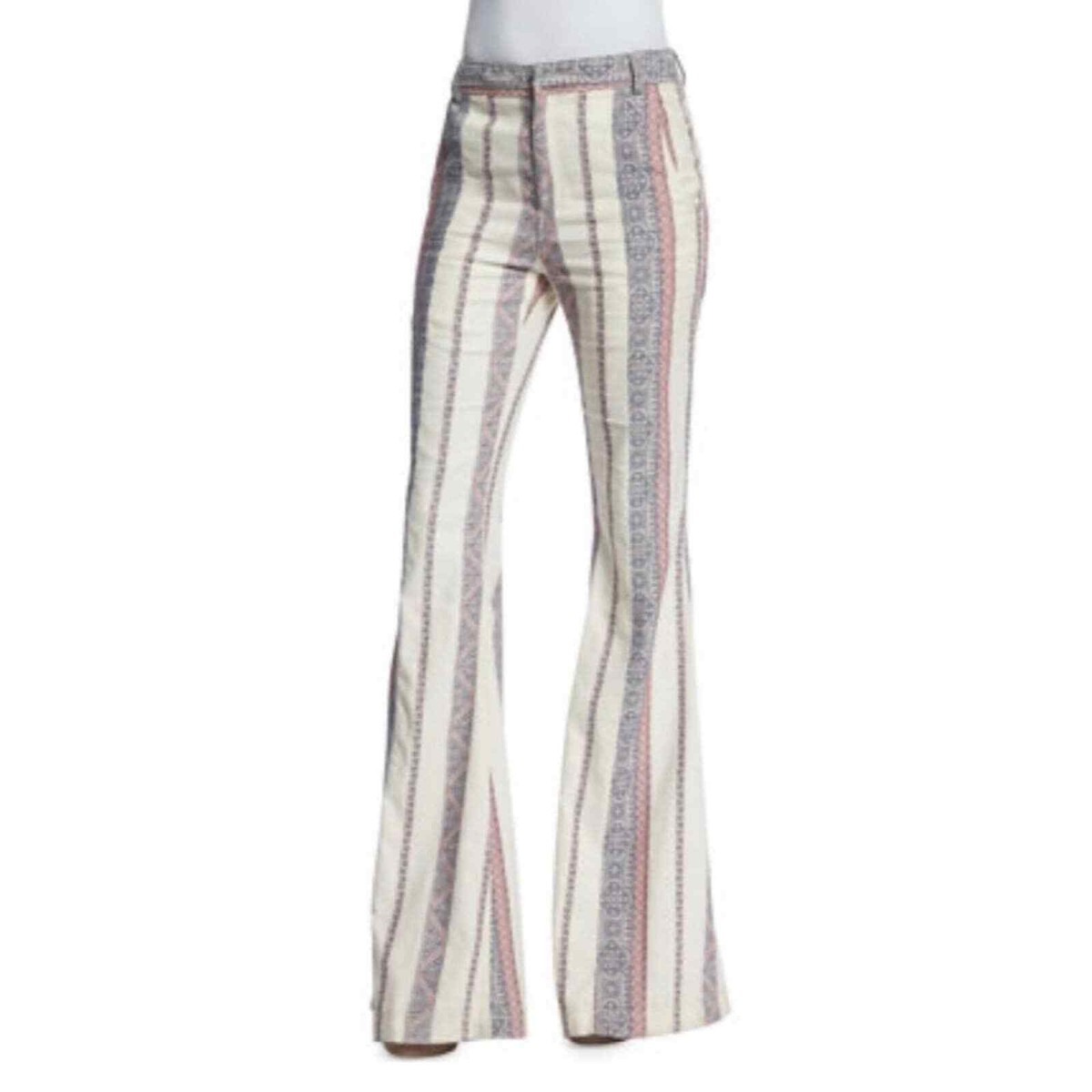 Derek Lam 10 Crosby striped/linen chino flare leg pants