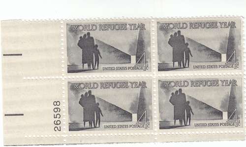 Scott # 1149 - 4c Black - World Refugee Issue - plate block of 4 - MNH