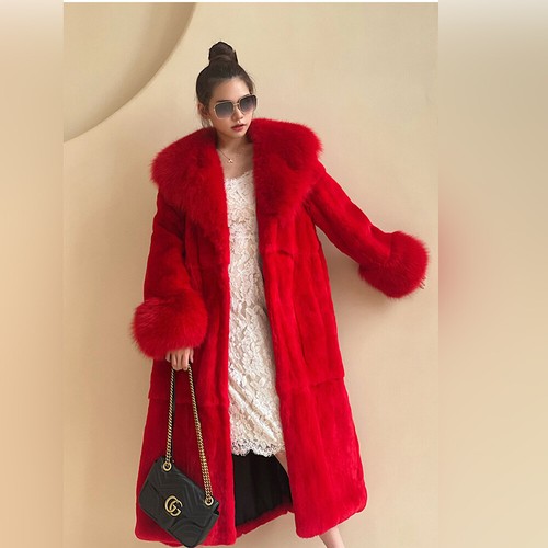 Nuevo Mujeres Mutilcolor Real Rex Chaqueta de Piel de Conejo Chinchilla Abrigo de Solapa de Piel Completa - Imagen 34 de 45