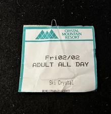 CRYSTAL MOUNTAIN 2002 Ski Lift Ticket MICHIGAN Resort Travel Souvenir