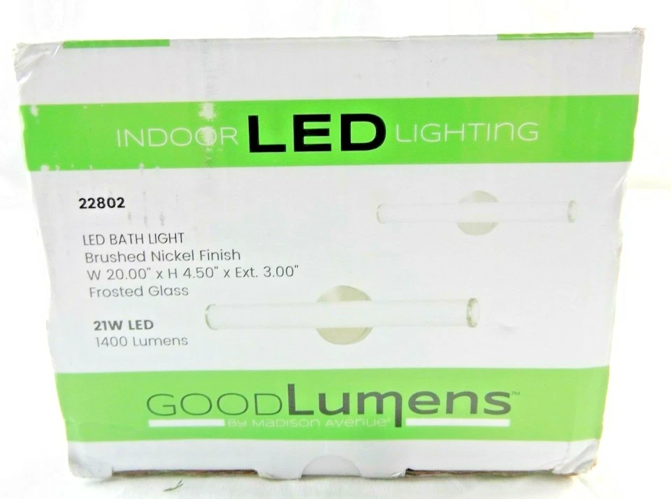 Luz de tocador LED Madison Avenue Good Lumens 21 vatios níquel cepillado Foto 3 de 3