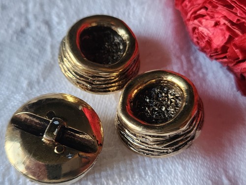 Trio hauts boutons vintage en résine doré volume pied 2,3 cm ref 5809 - Foto 4 di 4