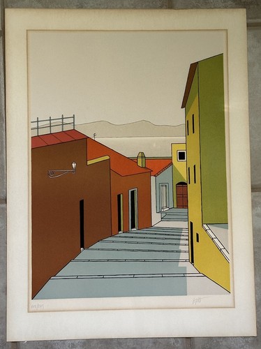 Zeno Giglietti Litho Signed Alley Steps Scene #112/275 Retro Look 24”