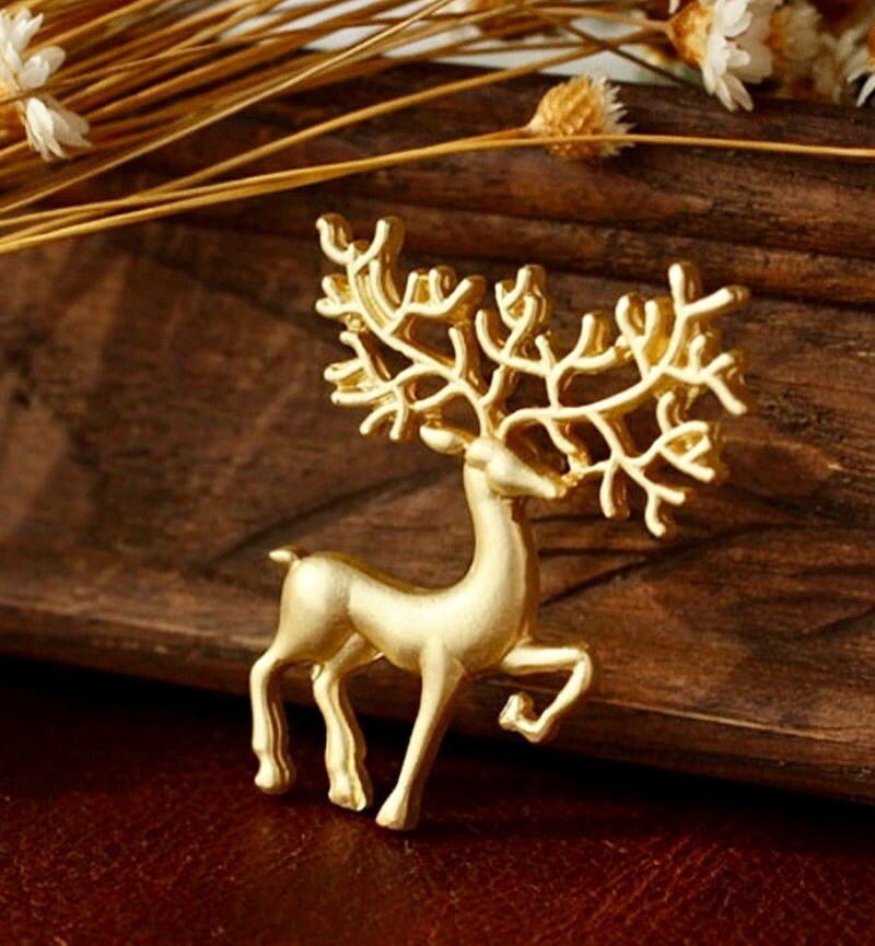 Reindeer Fashion Pin - Silver-plated with Crystal Accents Reindeer Fashion Pin - Silver-plated with Crystal Accents