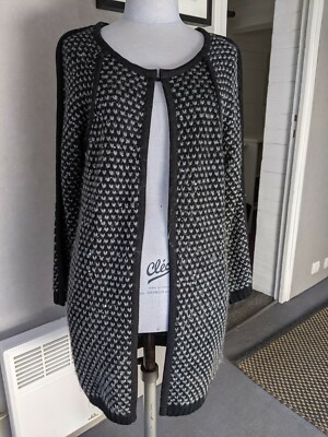 STRICKMANTEL SCHWARZ/GRAU GLITZER SILBER GR. UNIKAT * MILLENNIUM *