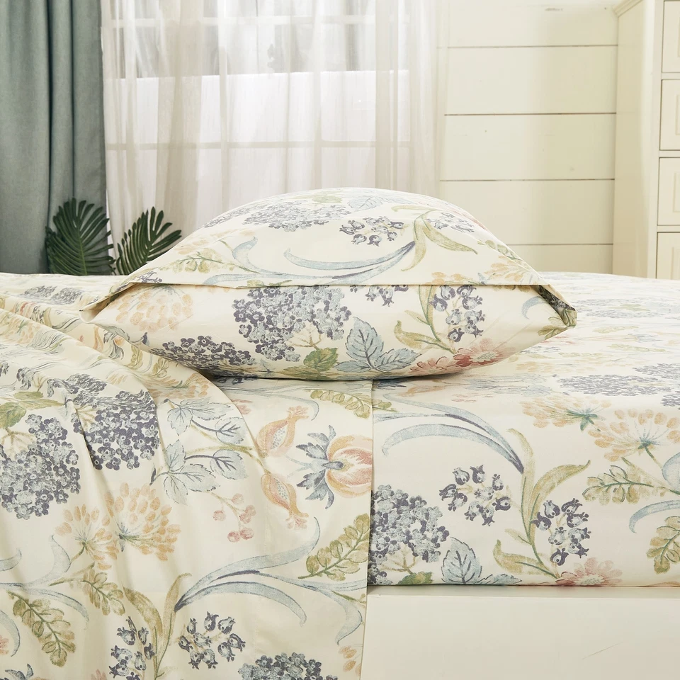 Chezmoi Collection 4-Piece Printed Floral Microfiber Sheet Set with Deep Pocket - Image 4 of 4