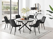 Image of Novara Grey Concrete Effect Round Dining Table 120cm and 6 Pesaro Chairs Set