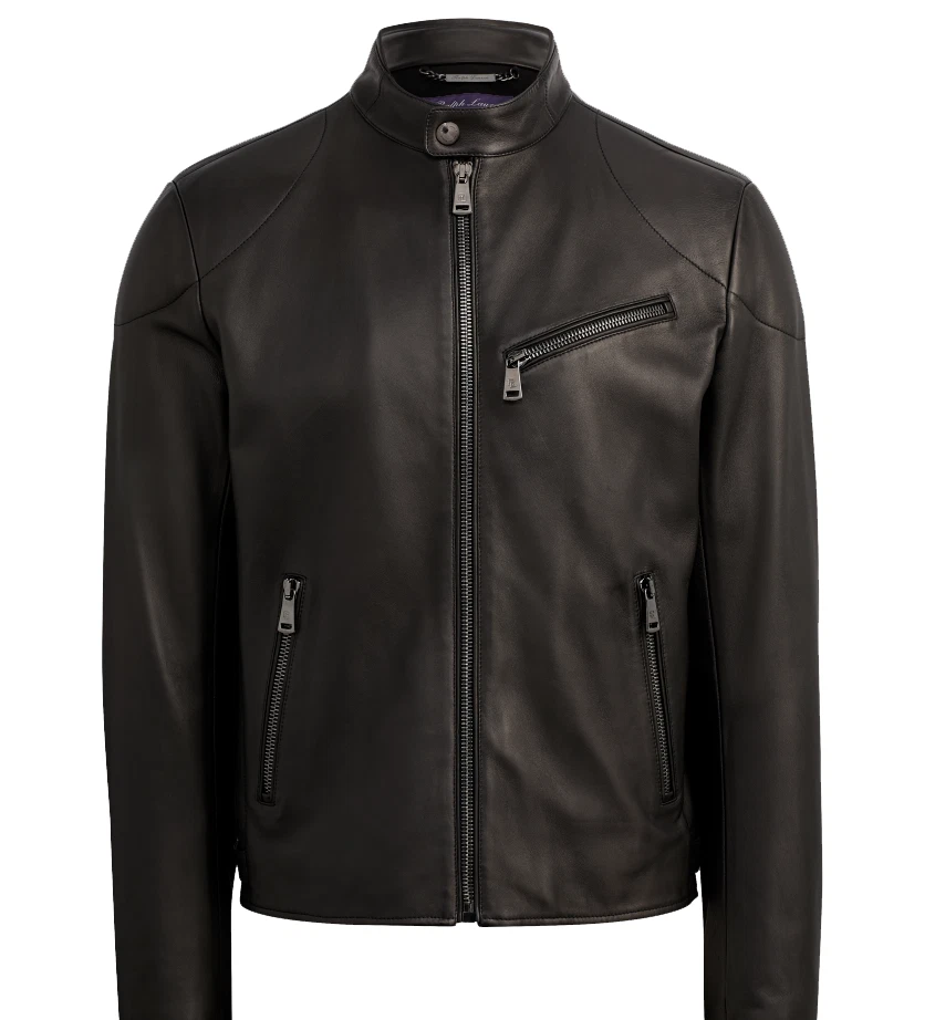 3 495 Ralph Lauren Purple Label Randall Black Lambskin Leather Biker Jacket New